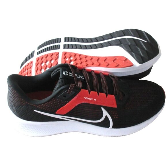 Nike Men's Air Zoom Pegasus 40 Running Shoes Black White Lt. Crimson Sizes NEW - Picture 2 of 5